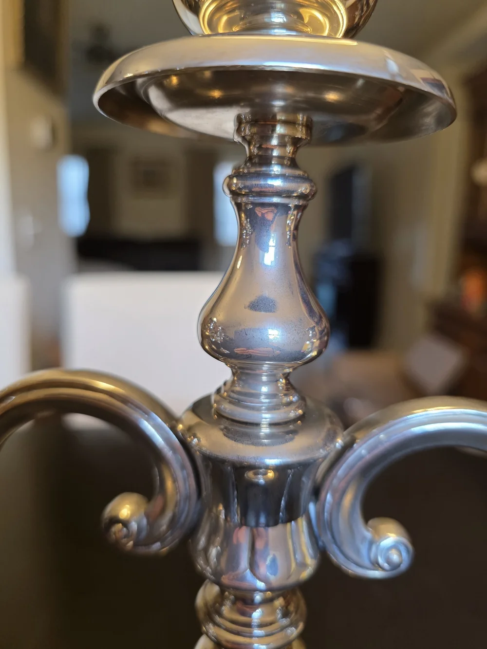 Source Unknown Silver Three-Arm Candelabra Pair